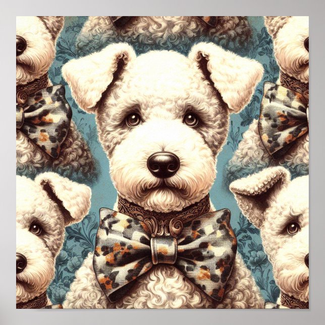 Retro Bedlington Terrier Illustration Poster (Framsidan)