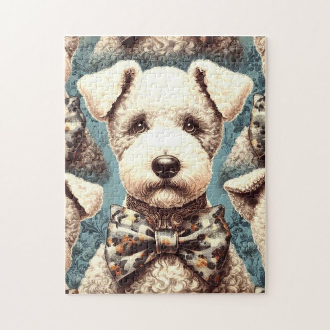 Retro Bedlington Terrier Illustration Pussel (Vertikal)