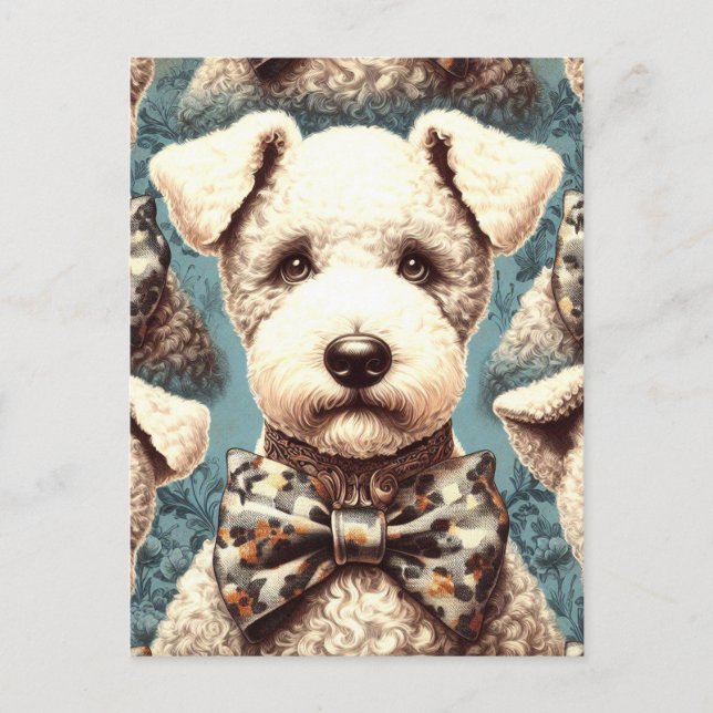 Retro Bedlington Terrier Illustration Vykort (Framsida)