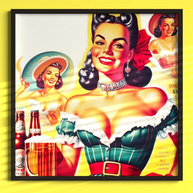 Retro Beer Pin-up Girl Poster (Skapare uppladdad)
