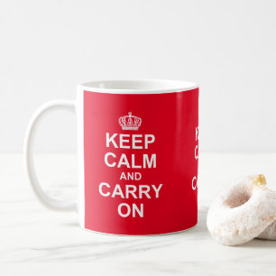 Retro "Behåll lugn och fortsätt"-meddelande. Kaffemugg
