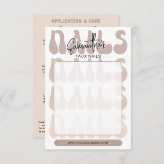 Retro Beige Acrylic Nails Care Guide Display Cards