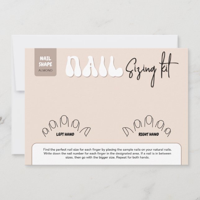 Retro Beige Acrylic Nails Sizing Kit Display Card (Framsida)