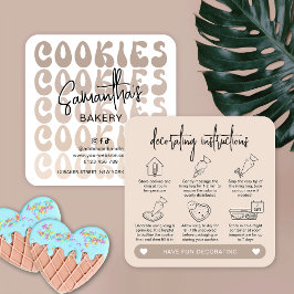 Retro Beige DIY Cookie Decorating Instructions Fyrkantigt Visitkort