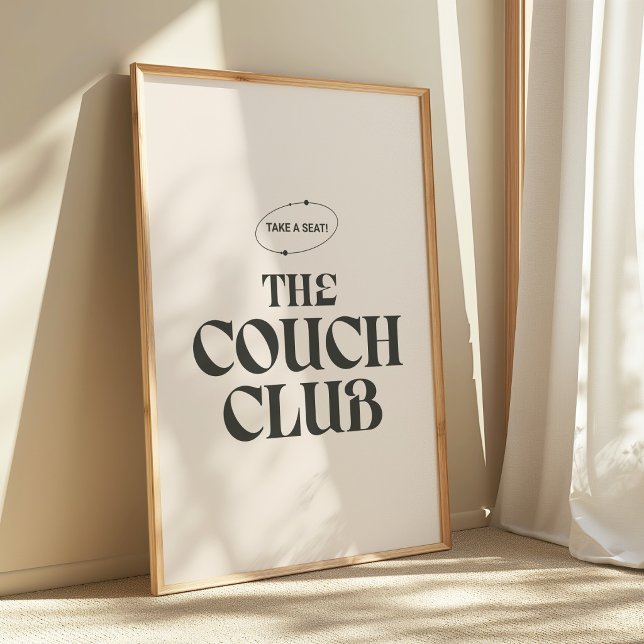 Retro Beige Fet Stil Typografi "Couch Club" Poster (Skapare uppladdad)