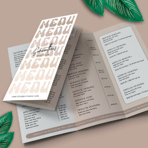 Retro Beige Groovy Lash Salon Tri-Fold Brochure