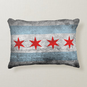 Retro bekymrad Chicago flagga Prydnadskudde