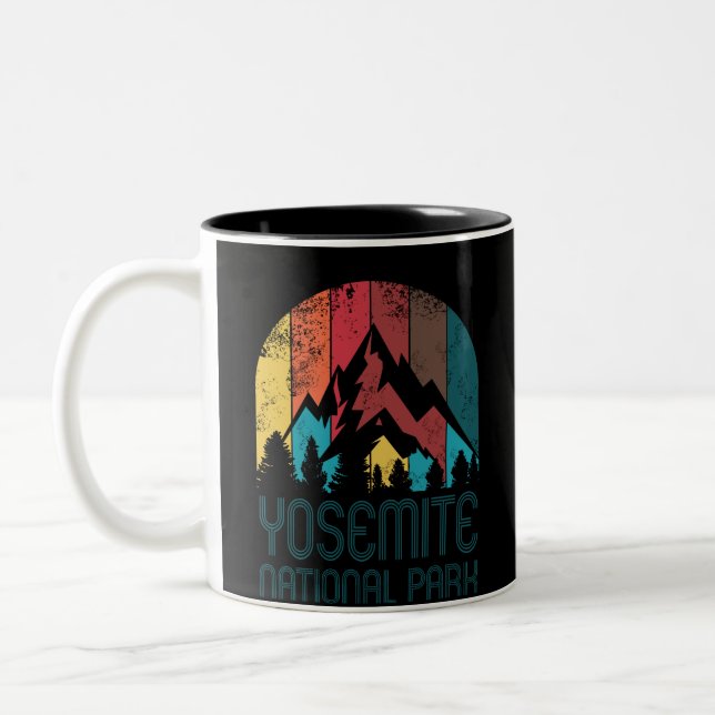 Retro bekymrad Yosemite nationalparkdesign Två-Tonad Mugg (Vänster)