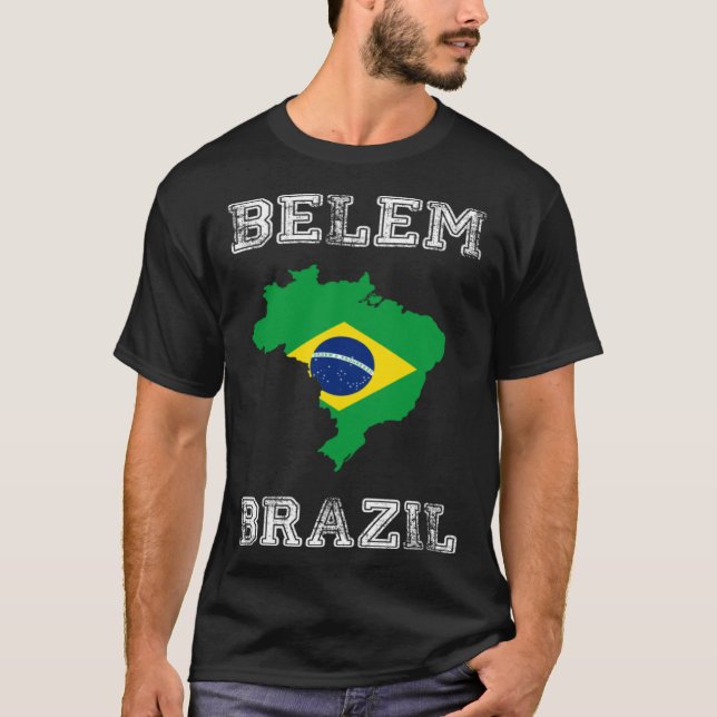 Retro Belem Brazil Distressed Brazil Flag T Shirt (Framsida)