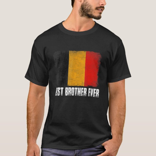 Retro Belgium Flagga Best Brother Aldrig Fars dag T Shirt (Framsida)