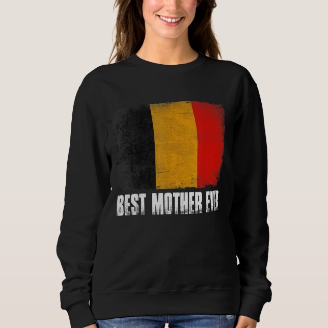 Retro Belgium Flagga Best Mor ever Mors dag T Shirt (Framsida)