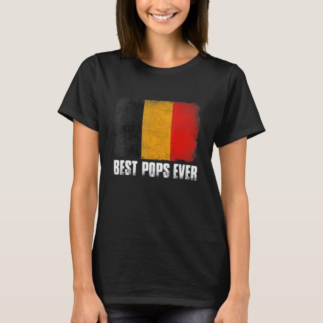 Retro Belgium Flagga Best Pops Fars dag T Shirt (Framsida)