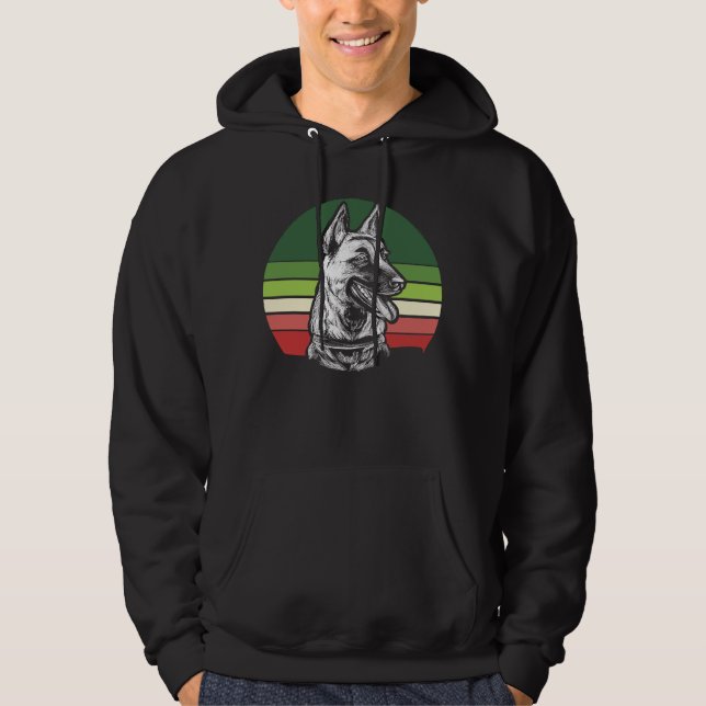 Retro Belgium Malinois 11 Hoodie (Framsida)