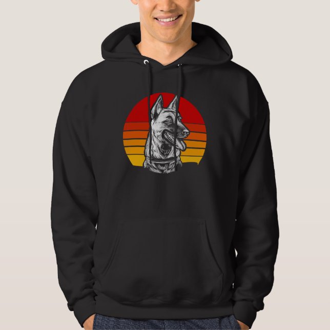 Retro Belgium Malinois 3 Hoodie (Framsida)
