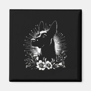 Retro Belgium Malinois Hund älskare Tattoo Stil _1 Magnet