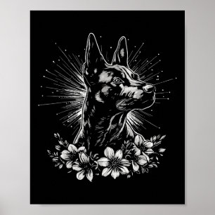 Retro Belgium Malinois Hund älskare Tattoo Stil Poster