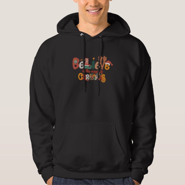 Retro Believe in the magic of Christmas Santa Rein Hoodie (Framsida)