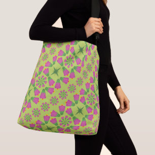 Retro Bell Flower Mandalas Grönt Crossbody Bag Axelväska