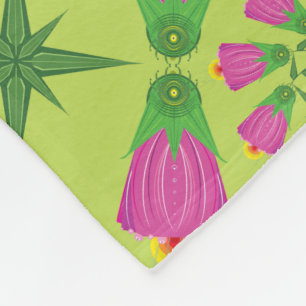 Retro Bell Flower Mandalas Grönt Fleece Blanket
