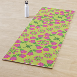 Retro Bell Flower Mandalas Grönt Yoga Mat