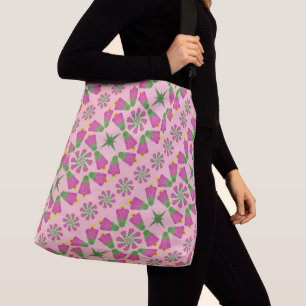 Retro Bell Flower Mandalas Rosa Crossbody Bag Axelväska