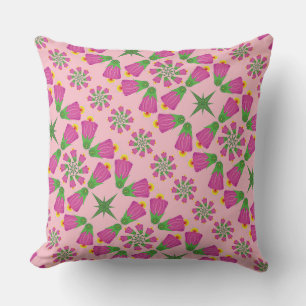Retro Bell Flower Mandalas Rosa Dekorativ kudde