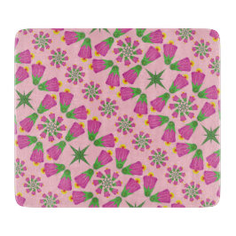 Retro Bell Flower Mandalas Rosa Glass Board