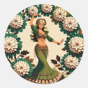 Retro Belly Dancer Runt Klistermärke