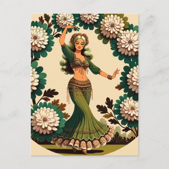Retro Belly Dancer Vykort (Framsida)