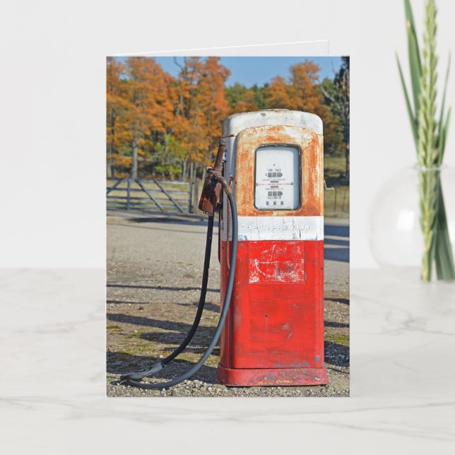Retro-benolinpumpen Födelsedag Kort (Framsida)