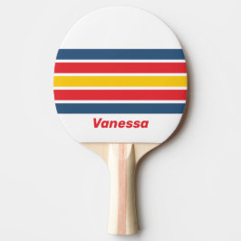 Retro Berg Tvärs över Randigt med Namn Pingisracket