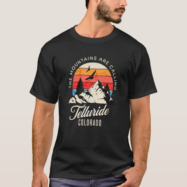Retro Bergen kallar Telluride Colorado T Shirt (Framsida)