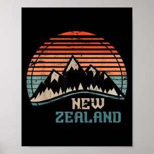 Retro bergen Nya Zeeland Poster