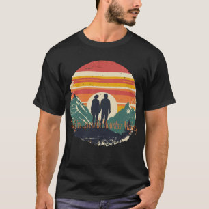 Retro Bergsmajestät Solnedgång Vandring Herr T-Shi T Shirt