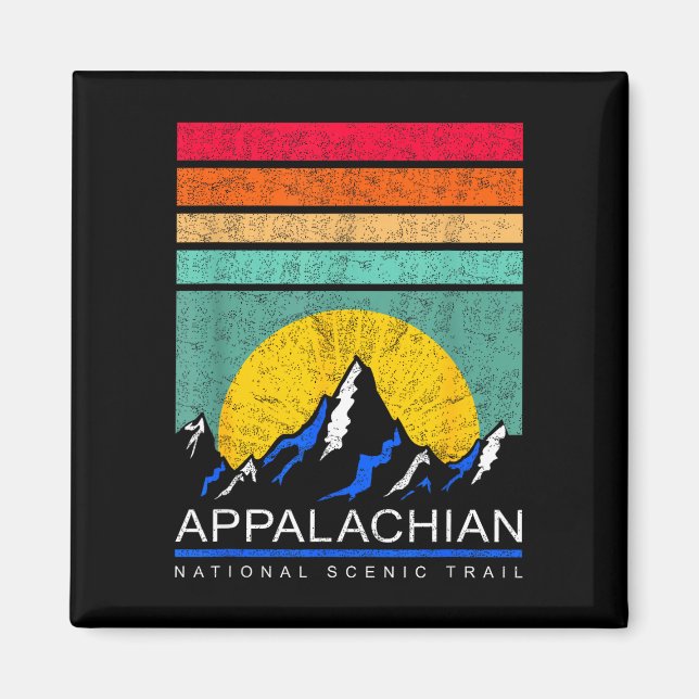 Retro bergssilhuett Appalachian trail Magnet (Framsidan)