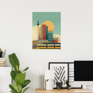 Retro Berlin Siluett Resa Poster Bauhaus