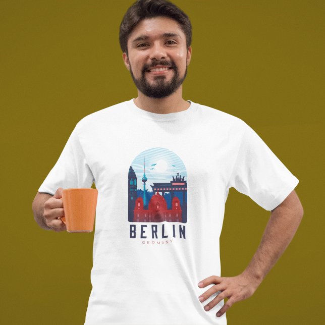 Retro Berlin Skyline Tyskland T Shirt (Berlin Skyline tshirt)
