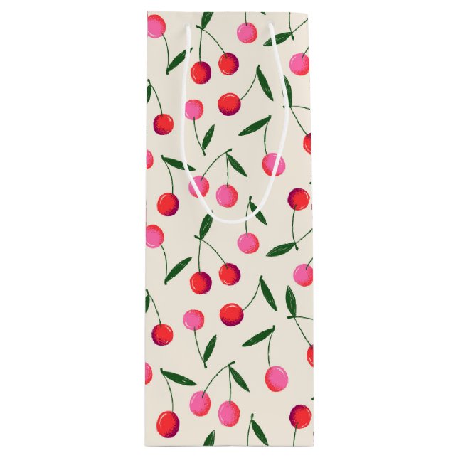 Retro Berry Cherry Rosa och Red Birthday Gift Bag (Framsidan)