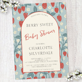 Retro Berry Söt Jordgubbs Baby Shower Inbjudningar