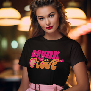 Retro Berusad i Kärlek Brud T Shirt