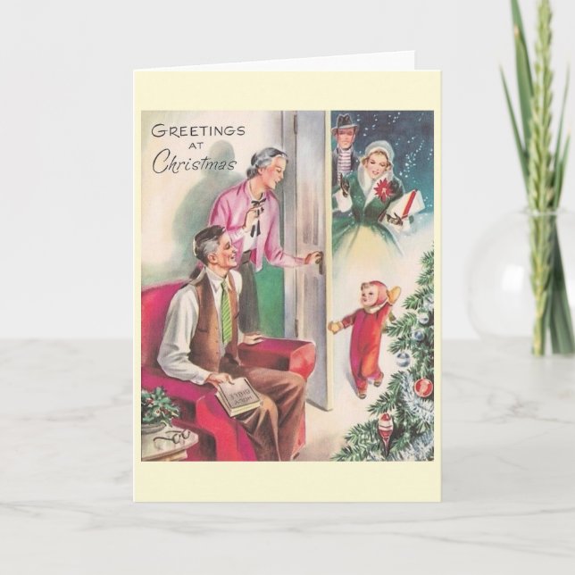 Retro Besök morföräldrarnas julkort i huset Helgkort (Framsida)