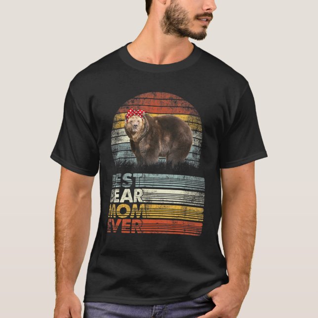 Retro Best Bear Mom Ever Animals T Shirt (Framsida)