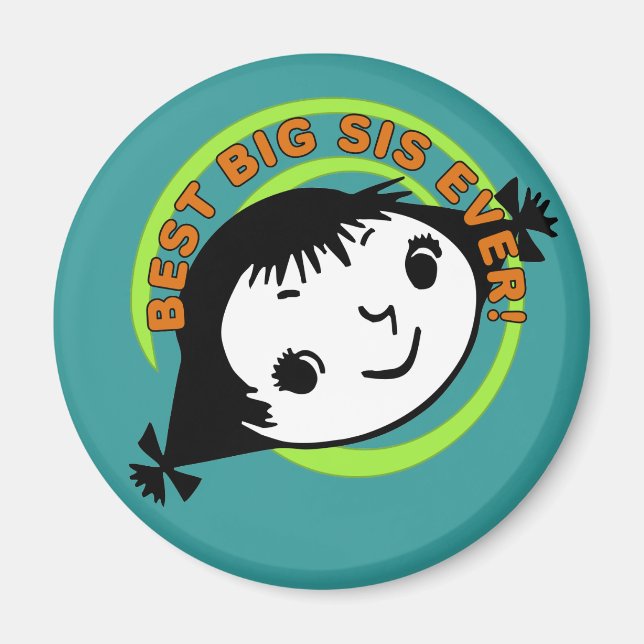 Retro Best Big Sister någonsin Magnet (Framsidan)