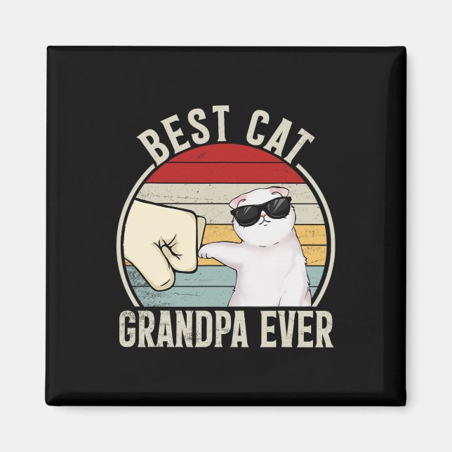 Retro Best Cat Grandpa, nånsin funny Fist, farmor Magnet (Framsidan)