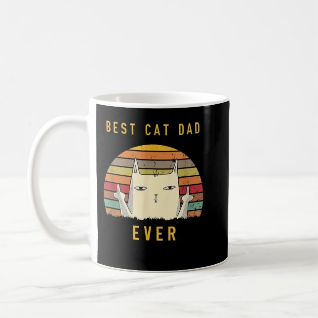 Retro Best Cat Pappa, Cat Lover Lover samt Cat-pap Kaffemugg (Vänster)
