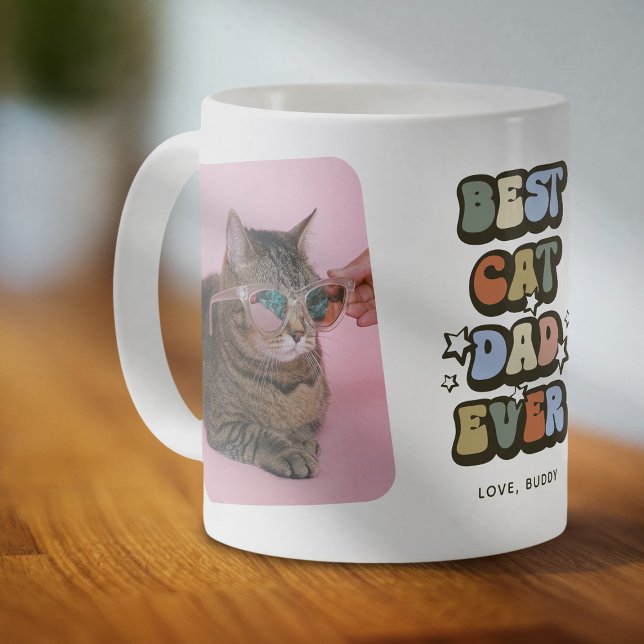 Retro Best Cat Pappa någonsin 2-foto Kaffemugg (Skapare uppladdad)
