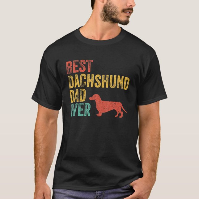 Retro Best Dachshund Pappa nånsin pappa Hund älska T Shirt (Framsida)