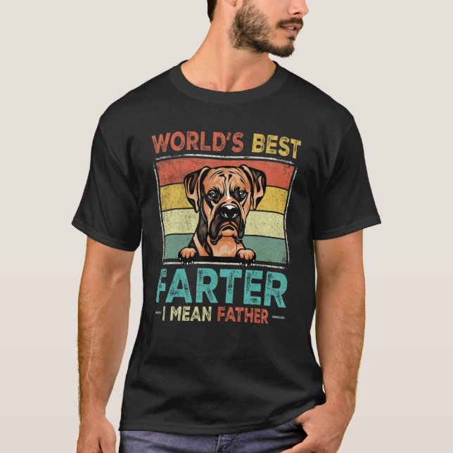 Retro Best Dad Ever Cool Boxer Dog Pet T Shirt (Framsida)