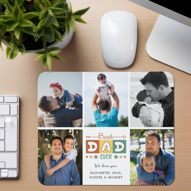 Retro Best Dad Ever Custom Photo Collage Musmatta (Skapare uppladdad)