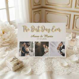 Retro Best Day Ever Photo Collage Wedding Tack Kort
